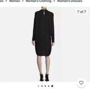 EILEEN FISHER BLACK SILK GEORGETTE CREPE MOCK NECK DRESS BNWT XL $398